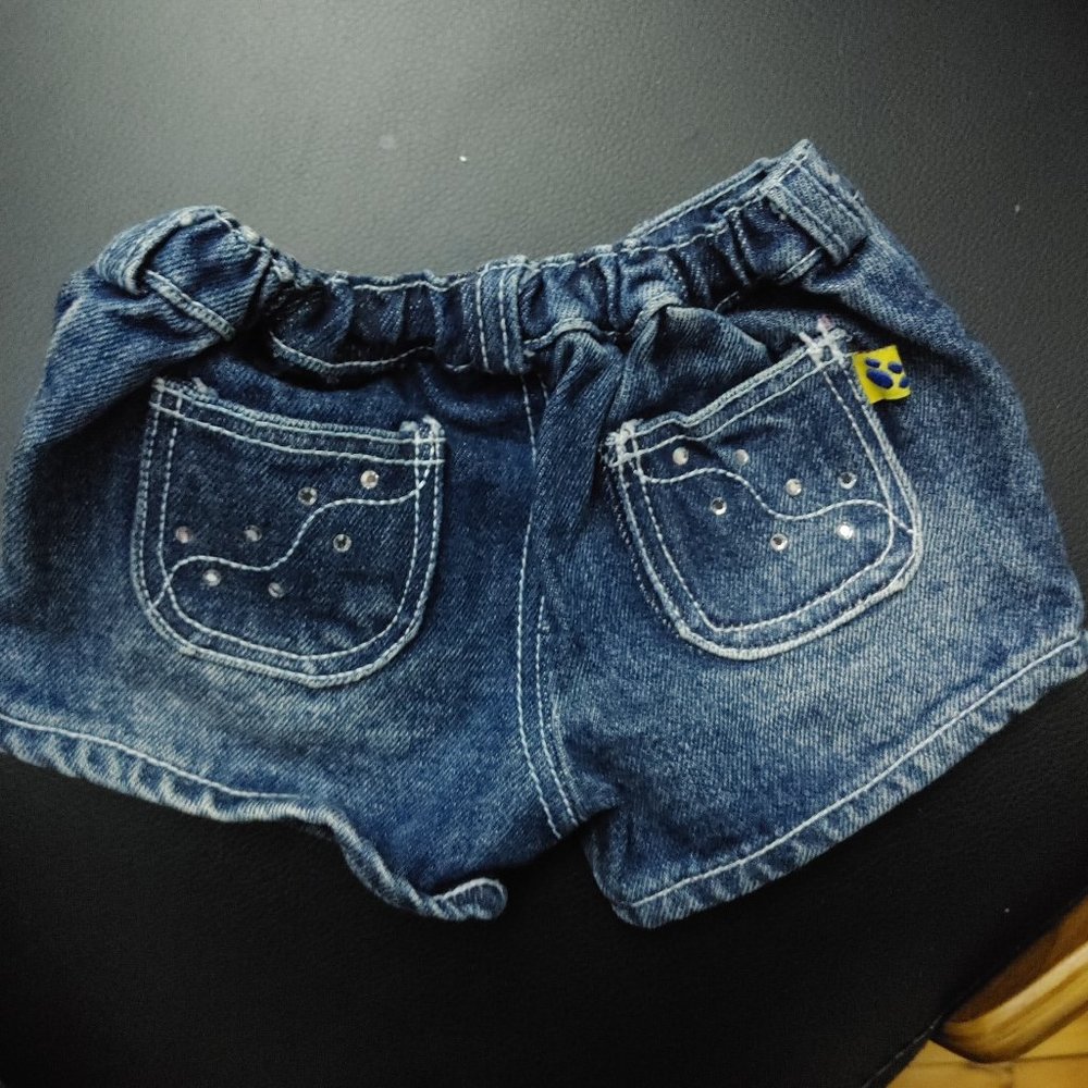 Official Build-A-Bear Workshop Jean Shorts with Laundry Tags and Sequins